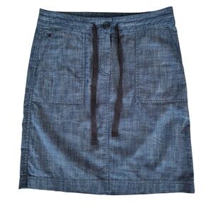 Talbots Blue Chambray Drawstring Skirt with Pockets, 100% Cotton Size 4